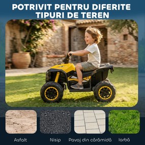HOMCOM ATV Electric Copii Galben 3-5 ani cu muzica faruri LED cauciucuri late claxon masina | Aosom Romania