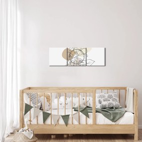 Tablou - Flori bej cu fluture N⁰1 (cu ceas) (90x30 cm)