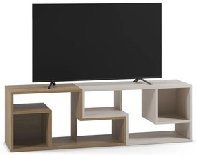 Comodă TV albă/în culoare naturală pe colț cu aspect de lemn de stejar 145x45x35 cm Glina – Marckeric