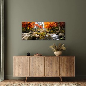 Tablou - Cascade în peisaj de toamnă, portocaliu (120x50 cm)