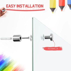 Vinsetto Tablă de Sticlă Albă cu 4 Markere și Burete de Șters 90x60x0.4 cm | Aosom Romania