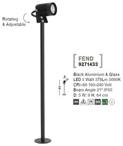 Stalp LED modern pentru iluminat exterior IP65 FEND H-64cm