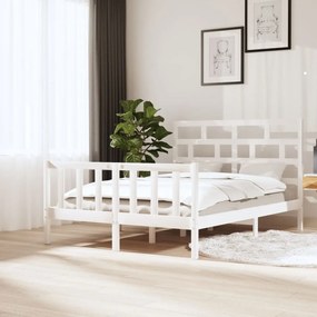 3101349 vidaXL Cadru de pat, alb, 140x200 cm, lemn masiv de pin