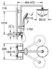 Coloana de dus cu baterie termostatata Grohe Euphoria 210