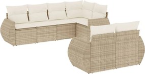 vidaXL Set canapele de grădină, 7 piese, cu perne, bej, poliratan