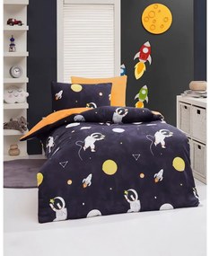 Lenjerie de pat pentru copii albastru-închis/portocalie pentru pat de o persoană 140x200 cm Astron – Mijolnir