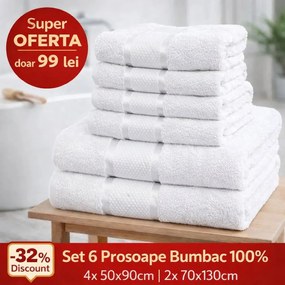 Set 6 Prosoape ROYAL Premium – 100% Bumbac Pieptănat, 550 g/mp, Ultra-Absorbante și Pufoase