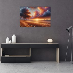 Tablou – Apus de soare pe câmp (90x60 cm)