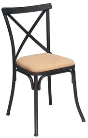 Scaun dining negru din metal si textil Lorraine