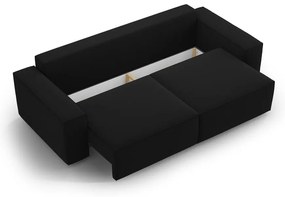 Canapea neagră extensibilă/cu spațiu de depozitare cu tapițerie din catifea 247 cm Jodie – Micadoni