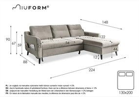 Colțar extensibil din catifea cu șezlong pe partea dreaptă Miuform Stylish Stan, albastru închis