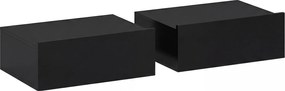 HOMCOM Set de 2 Noptiere Suspendate cu Sertar, 40x30x15 cm, Negru | Aosom Romania