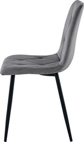 OFERTA Scaun de sufragerie din catifea gri inchis LIBRA cu picioare negre Calitatea a II-a