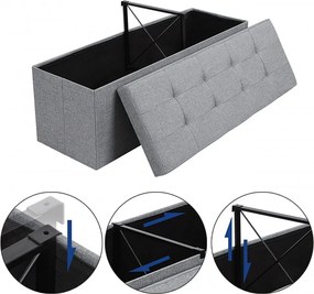 Bancheta cu spatiu depozitare, textil / MDF, gri, Songmics, LSF77G