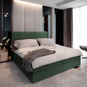 Pat tapițat boxspring ISPIRA 140x200 cm verde Saltele: Saltea cu arcuri Bonell