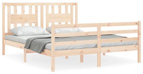 3194576 vidaXL Cadru de pat cu tăblie, king size, lemn masiv