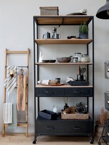 Etajera din metal si lemn, cu 4 sertare, stil industrial