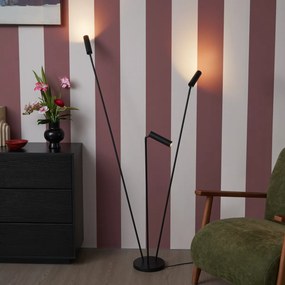 Lampă de podea modernă neagră cu 3 lumini GU10 35mm - Thomas