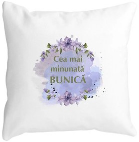 Perna Decorativa pentru Bunica 3, 40x40 cm, Alba, Mata, Husa Detasabila, Burduf