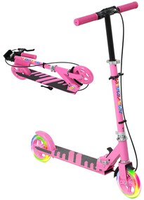 AIYAPLAY Trotinetă pentru copii, frâne duble, cadru metalic, suport pentru picioare, pliabilă, 3-8 ani, Roz | Aosom Romania