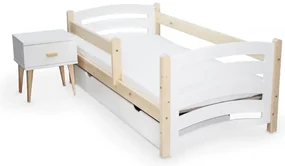 Pat pentru copii MELA 80 x 160 cm, alb–pin Saltele: Matrace EASYSOFT 10 cm, Somiera pat: Fara somiera