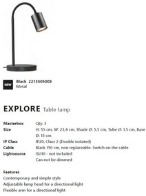 Veioza, lampa de masa design modern Explore negru