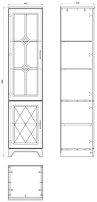 Mazzoni Mobilier dulap de perete PROVENZA Stejar Piatră/Alb Mat - COMODĂ MARE TV COMODĂ CU VITRINĂ PENTRU LIVING RETRO