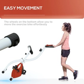 SPORTNOW Bicicletă Magnetică Pliabilă cu 8 Niveluri de Rezistență și Monitor LCD, 97x43x110 cm, Roșu | Aosom Romania
