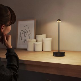 HOMCOM Lampă de Masă Reîncărcabilă cu USB, Lampă Fără Fir cu Temperatura Culorii Reglabilă 3000K/4500K/6500K, Control Tactil, Autonomie 4-8 Ore, Negru | Aosom Romania