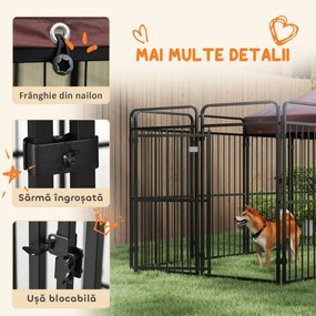 PawHut Cotet Exterior pentru Caini Tarc cu Copertină Impermeabilă pentru Talie Medie și Mare Maro | Aosom Romania