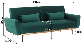 Canapea extensibilă, material textil Velvet smarald, FASTA