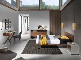 Pat dublu cu furnir din lemn Collen, 160x200cm