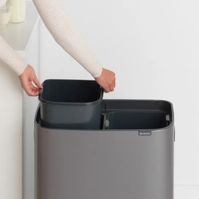Cos de gunoi Brabantia Bo Touch 1001271, 2x30 L, Deschidere lina si silentioasa, Deschidere larga, Gri inchis