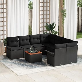 vidaXL Set de canapele pentru grădină 9 pcs Negru Rattan poli