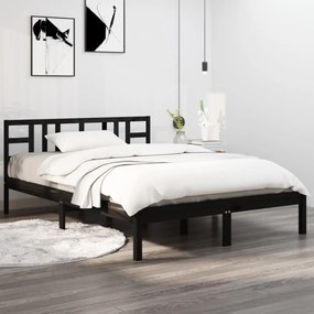 vidaXL Cadru de pat, negru, 200x200 cm, lemn masiv