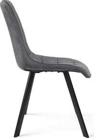 OFERTA Scaun de masa CIEZA VELVET cu picioare negre, gri inchis II. calitate