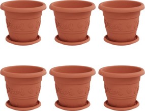 vidaXL Ghivece pentru plante 6 pcs Roșu cărămidă Ø 26 x 21.5 cm
