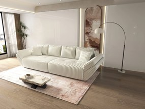 Canapea extensibilă dumonde cu ladă de depozitare si sezut confortabil din spuma high-density, Berlin Ambience Ivory 300x100 cm