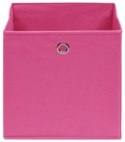 Cutii depozitare, 10 buc., roz, 32x32x32 cm, textil 10, Roz fara capace, 1, 10