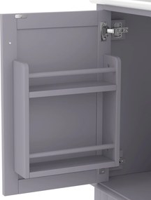 Dulap de baie pe podea cu chiuvetă, spațiu de depozitare variat, 76x46x83,5 cm, Gri