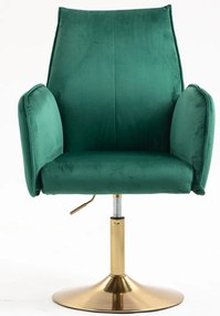 HR280N Scaun Verde din Catifea cu Bază Aurie