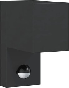 vidaXL Lampă exterioară de perete cu LED/senzor, negru aluminiu turnat