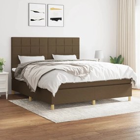 vidaXL Pat continental cu saltea maro închis 180x200cm material textil