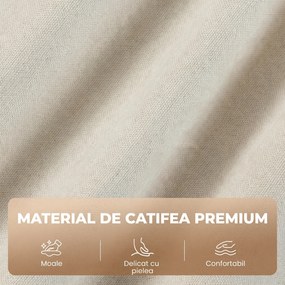 HOMCOM Fotoliu Reclinabil Manual Compact cu Suport pentru Picioare, Catifea Crem | Aosom Romania