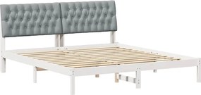 vidaXL Cadru de pat cu tăblie tapițată cu headboard Alb 180 x 200 cm