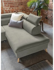 Colțar gri deschis extensibil cu tapițerie din catifea (cu colț pe partea dreaptă/în formă de "U") Sweet Harmony – Miuform