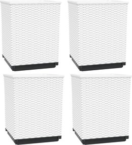vidaXL Jardiniere, 4 buc., alb, 30x30x37 cm, polipropilenă