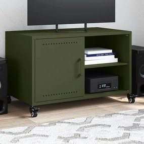 846672 vidaXL Dulap TV, verde măsliniu, 68x39x43,5 cm, oțel