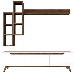 Ansamblu Comoda TV M16-804 Alb-Walnut