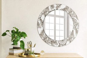 Oglinda rotunda rama cu imprimeu Pene de vis
